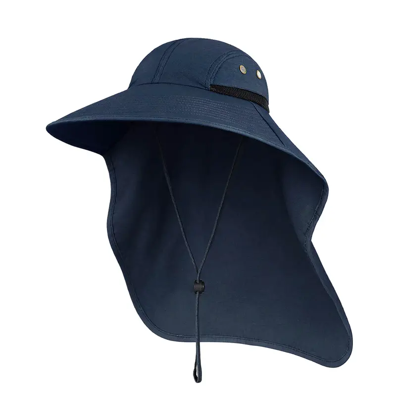 Sun Protection Wide-Brim Hat with Adjustable Neck Flap