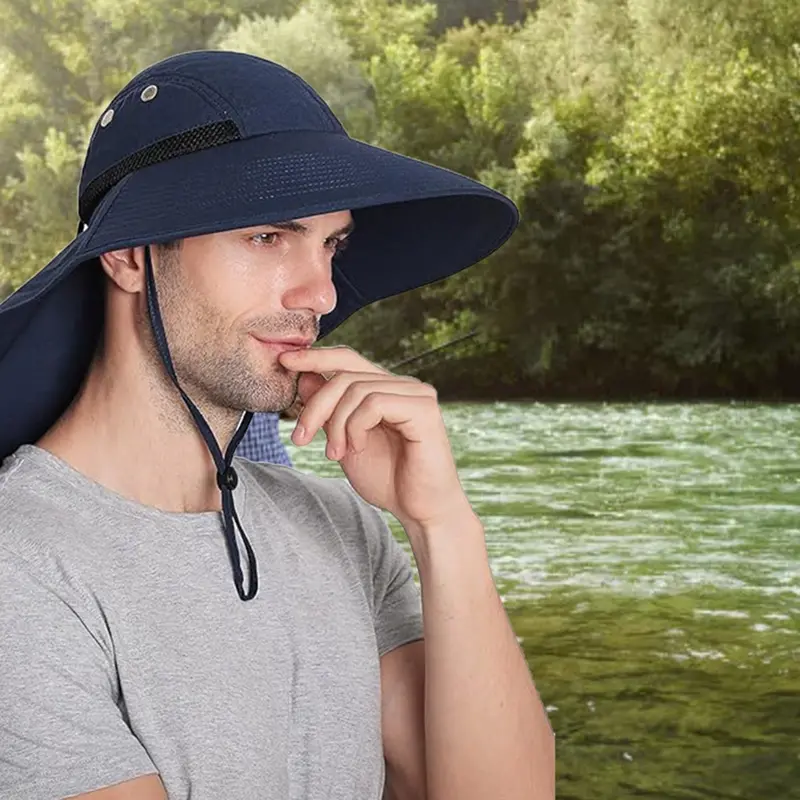 Sun Protection Wide-Brim Hat with Adjustable Neck Flap 2