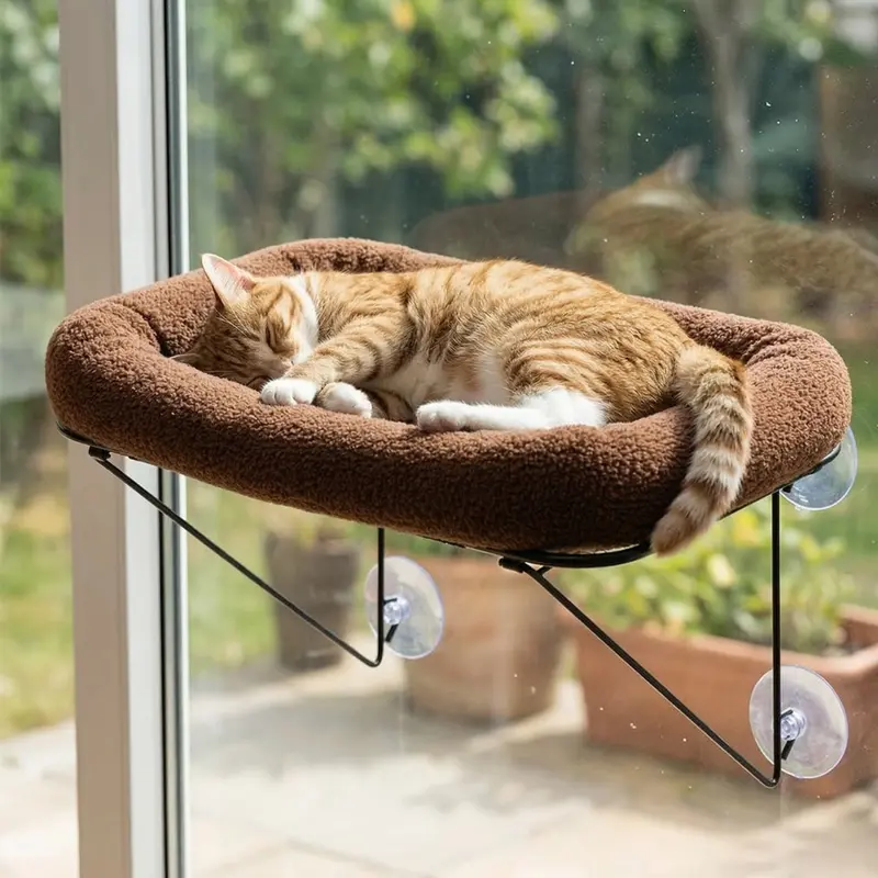 Sunbeam Window-Mount Cat Perch with Metal Frame & Washable Sherpa Bed
