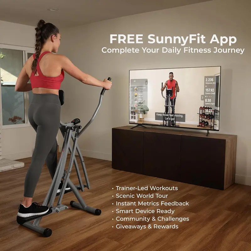 Sunny Health Smart Air Walker Elliptical – Low-Impact 30-Inch Stride Glider with Bluetooth & SunnyFit App 2