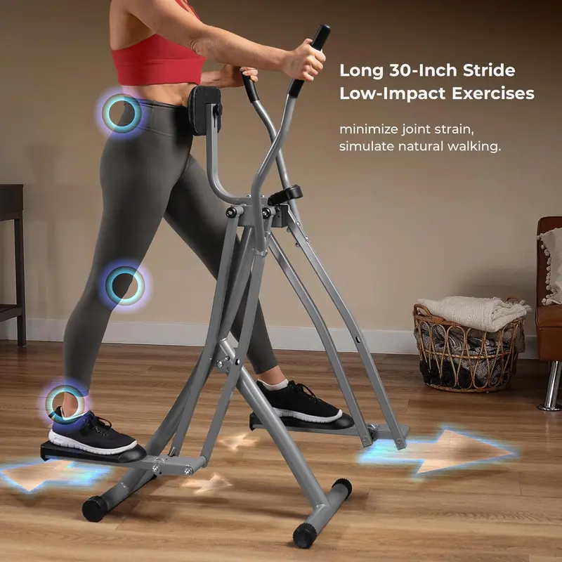 Sunny Health Smart Air Walker Elliptical – Low-Impact 30-Inch Stride Glider with Bluetooth & SunnyFit App
