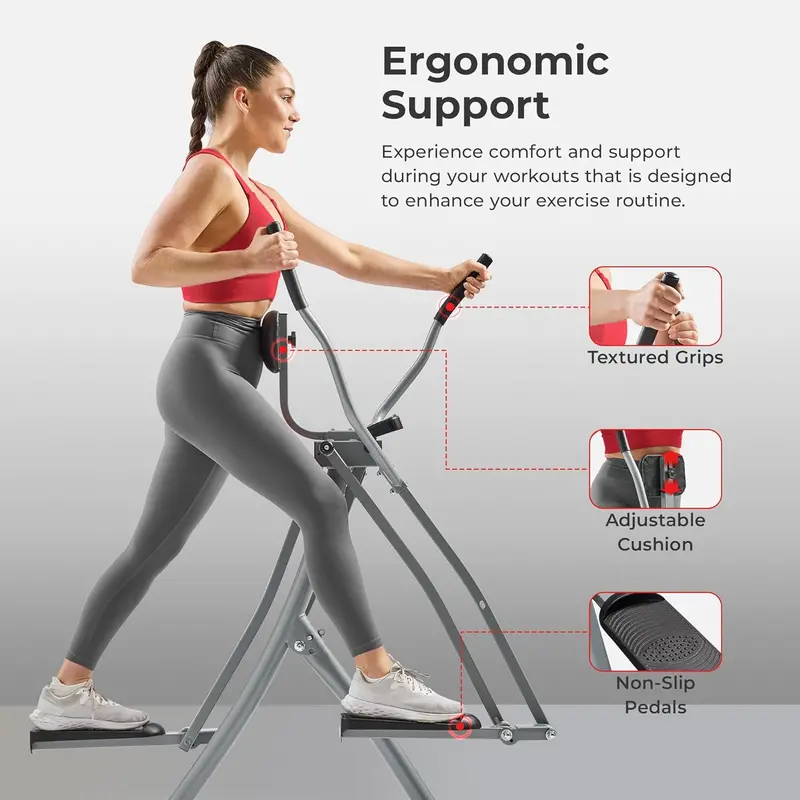 Sunny Health Smart Air Walker Elliptical – Low-Impact 30-Inch Stride Glider with Bluetooth & SunnyFit App