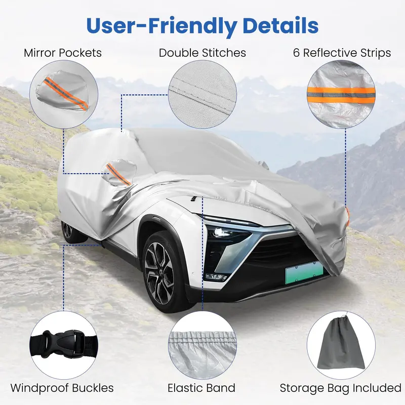 SUV-Specific Car Cover – 200-Inch Heavy-Duty Rain, Sun & UV Shield for BMW, Honda, Lexus & Mercedes-Benz