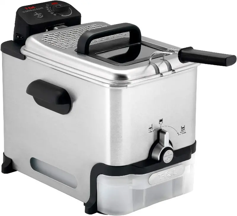 T-Fal Ultimate Steel Deep Fryer – 3.5L Oil Capacity with Basket, Ideal for 2.6 lbs of Food