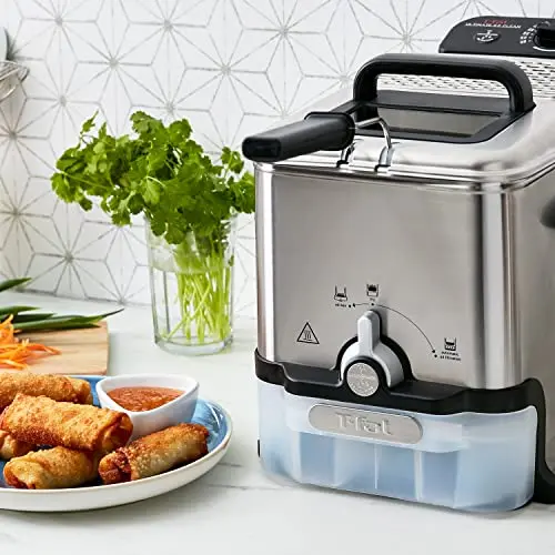 T-Fal Ultimate Steel Deep Fryer – 3.5L Oil Capacity with Basket, Ideal for 2.6 lbs of Food