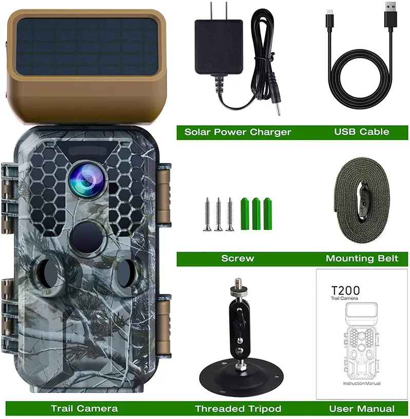 T200 Solar-Powered Trail Camera – 4K Video, 30MP Photos, WiFi & Bluetooth Connectivity 2