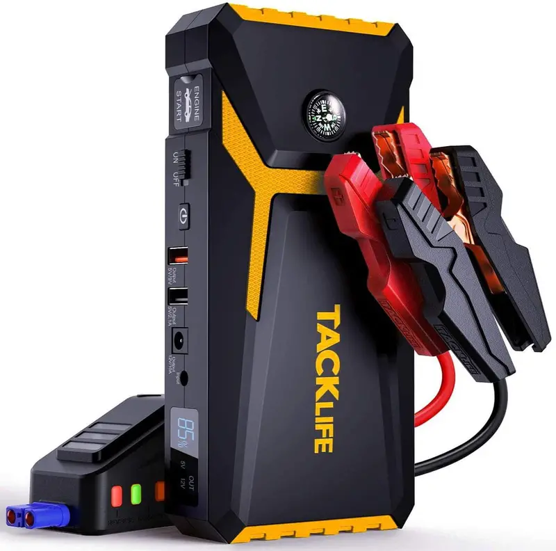 TACKLIFE T8 800A Car Jump Starter – 18000mAh, Supports Gas (7.0L) & Diesel (5.5L), Quick-Charge & Safety Protection