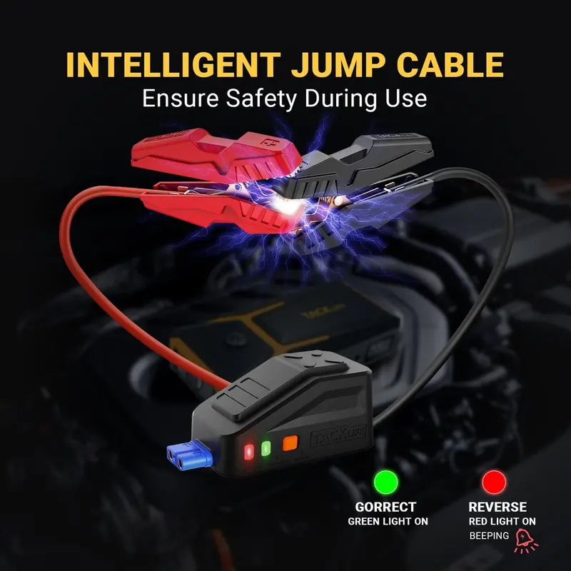 TACKLIFE T8 800A Car Jump Starter – 18000mAh, Supports Gas (7.0L) & Diesel (5.5L), Quick-Charge & Safety Protection