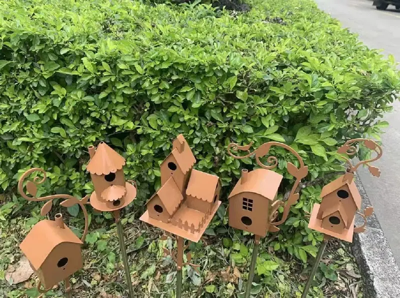 Talart Metal Birdhouse Stake | Artistic Garden Bird Home Decoration