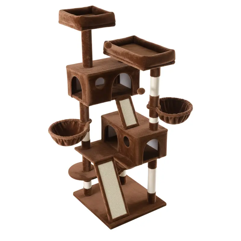 Tall Indoor Cat Tree Tower – Plush Perches, Multiple Levels & Natural Sisal Scratching Posts