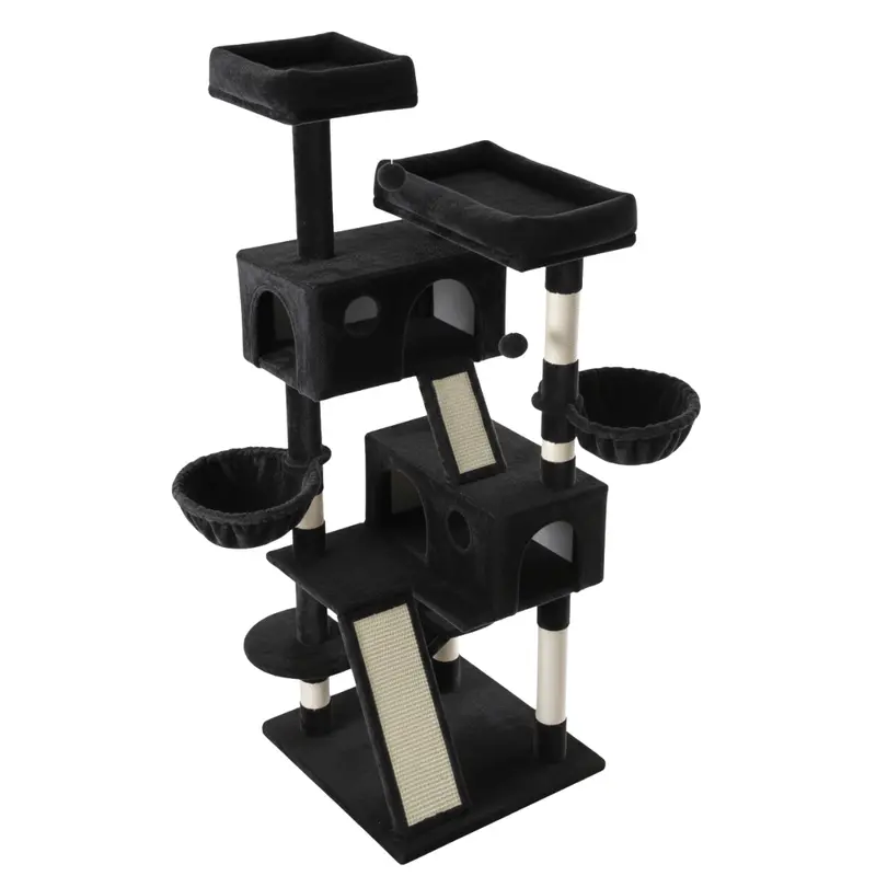 Tall Indoor Cat Tree Tower – Plush Perches, Multiple Levels & Natural Sisal Scratching Posts
