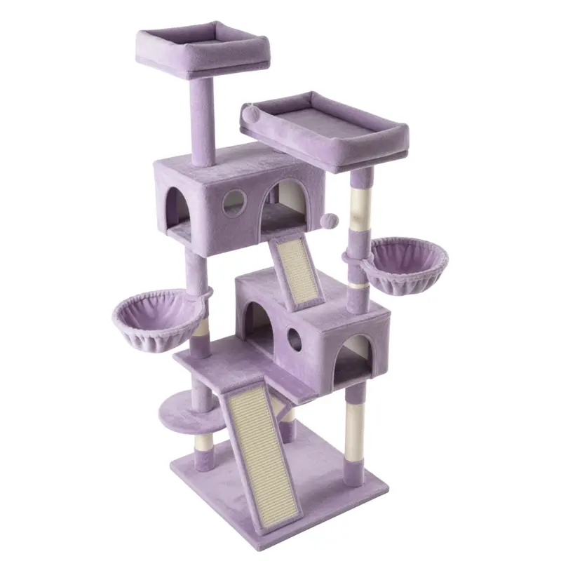 Tall Indoor Cat Tree Tower – Plush Perches, Multiple Levels & Natural Sisal Scratching Posts