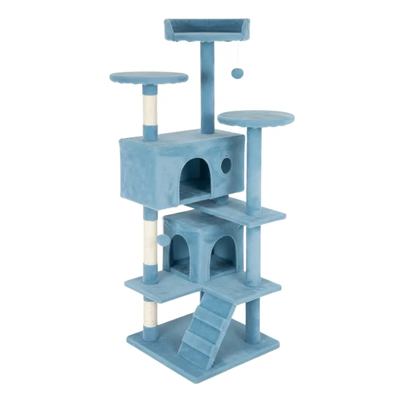 Tall Modular Cat Tower Featuring Scratching Surfaces, Perches, and Enclosed Condo