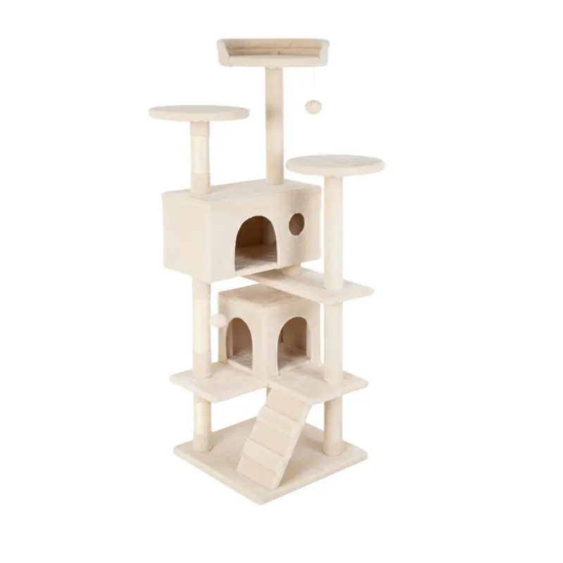 Tall Modular Cat Tower Featuring Scratching Surfaces, Perches, and Enclosed Condo 2