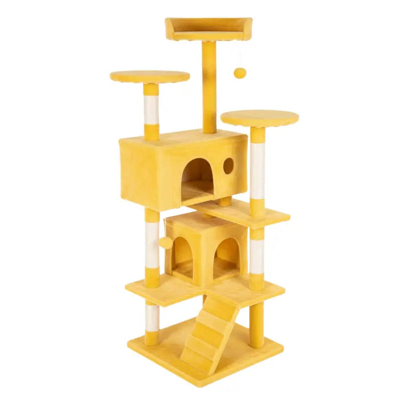 Tall Modular Cat Tower Featuring Scratching Surfaces, Perches, and Enclosed Condo