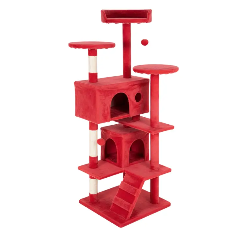 Tall Modular Cat Tower Featuring Scratching Surfaces, Perches, and Enclosed Condo