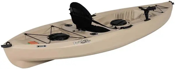 Tamarack Angler 100 Fishing Kayak – 10-Foot UV-Resistant HDPE Model with Paddles, Adjustable Seat & Rod Holders (Tan)