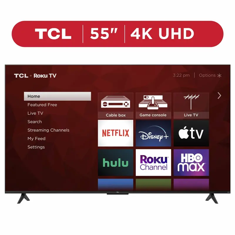 TCL 55-Inch 4-Series 4K UHD Smart TV with Roku, HDR, Voice Remote, and Quad HDMI Ports