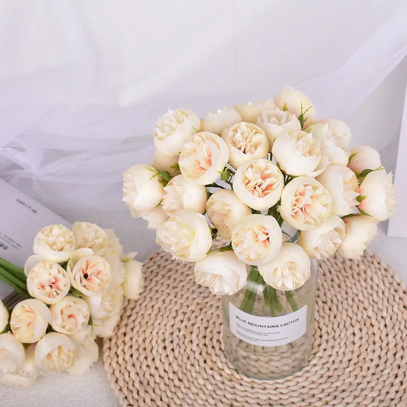 Tea Rose & Peony Silk Bouquet – 27-Head Statement Arrangement for Altars & Entryways