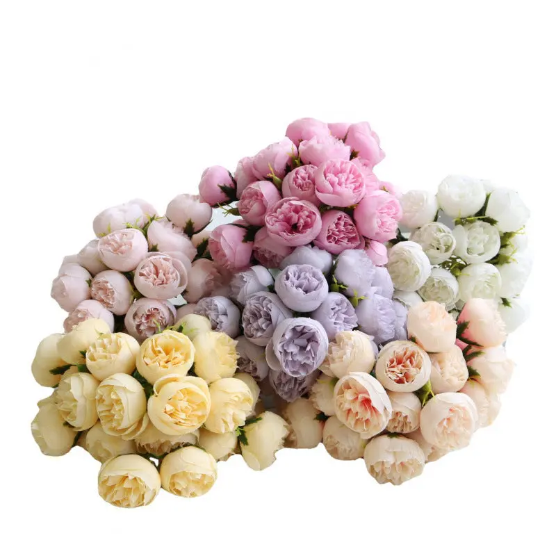 Tea Rose & Peony Silk Bouquet – 27-Head Statement Arrangement for Altars & Entryways