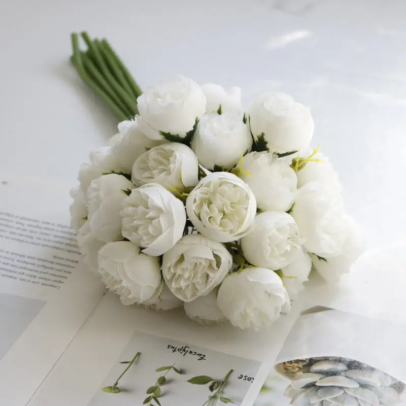 Tea Rose & Peony Silk Bouquet – 27-Head Statement Arrangement for Altars & Entryways