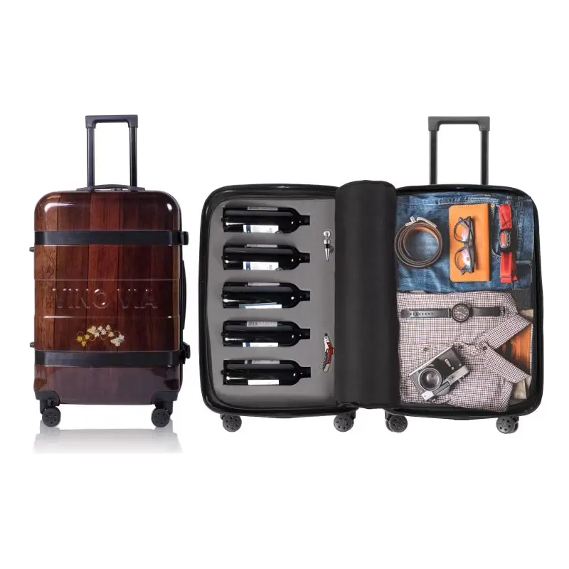 The Ten Wine Luggage – TSA-Approved, Anti-Theft Hard-Shell Spinner Suitcase for 10 Bottles