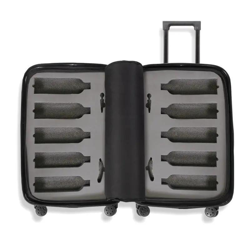 The Ten Wine Luggage – TSA-Approved, Anti-Theft Hard-Shell Spinner Suitcase for 10 Bottles