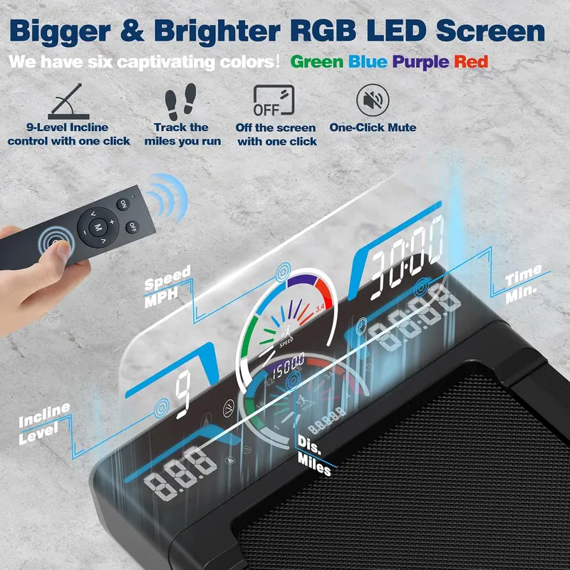 The Walking Pad Pro – 9-Level Auto-Incline Treadmill with 450 lb Capacity, RGB Display & Bluetooth Speakers
