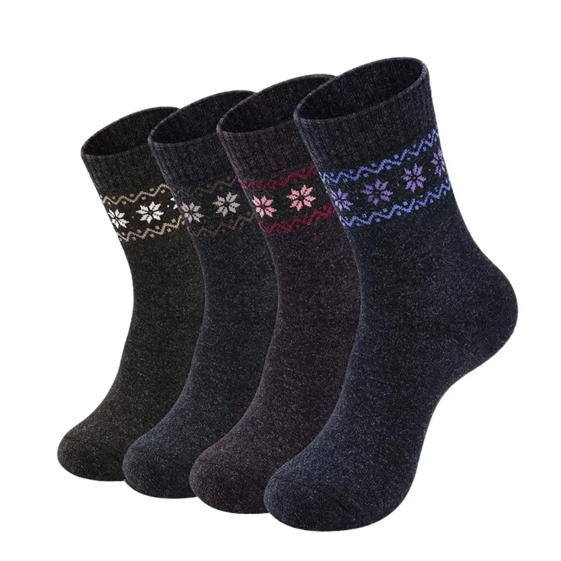 Thermal Wool Crew Socks for Women – Breathable 4-Pack for Cold-Weather Comfort