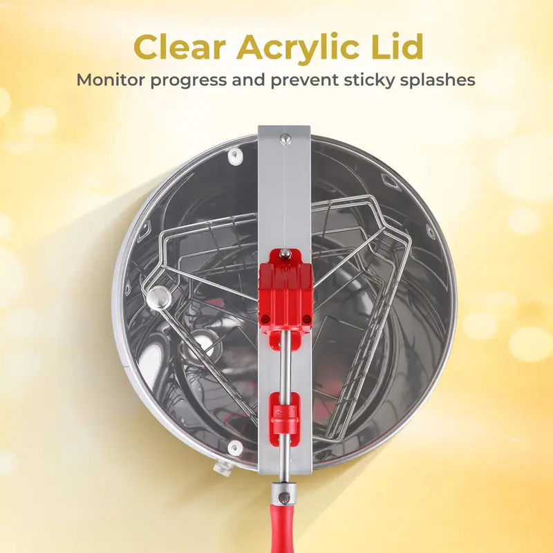 Three-Frame Honey Extractor with Gravity-Flow Bottom Valve and Transparent Viewing Lid