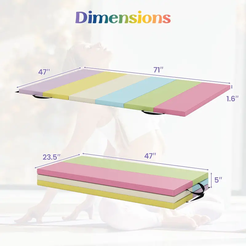 Three-Panel Folding Tumbling Mat – 6' x 4' Gymnastics Training Pad with Carrying Handles