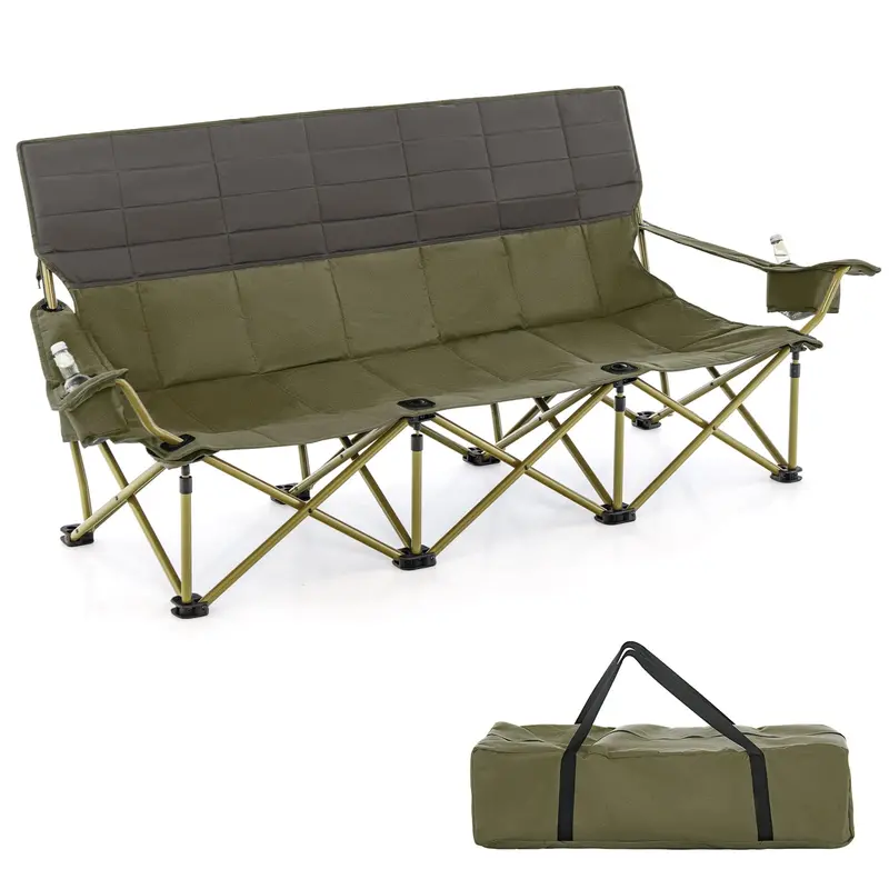 Three-Person Oversized Folding Camping Couch Chair for Outdoor Relaxation
