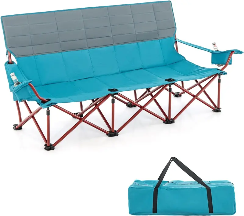 Three-Person Oversized Folding Camping Couch Chair for Outdoor Relaxation
