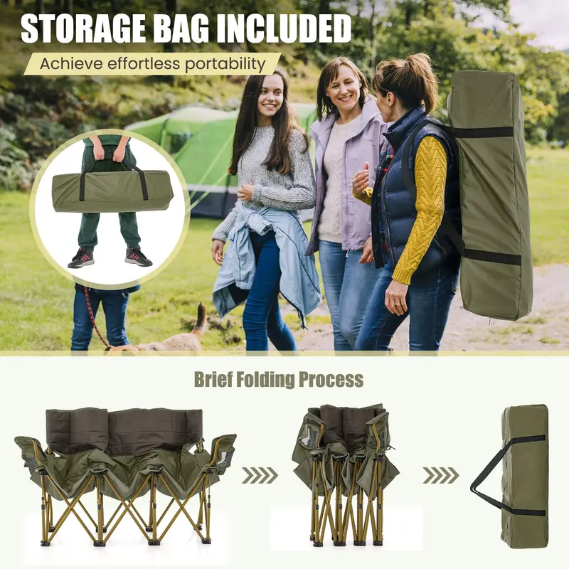 Three-Person Oversized Folding Camping Couch Chair for Outdoor Relaxation