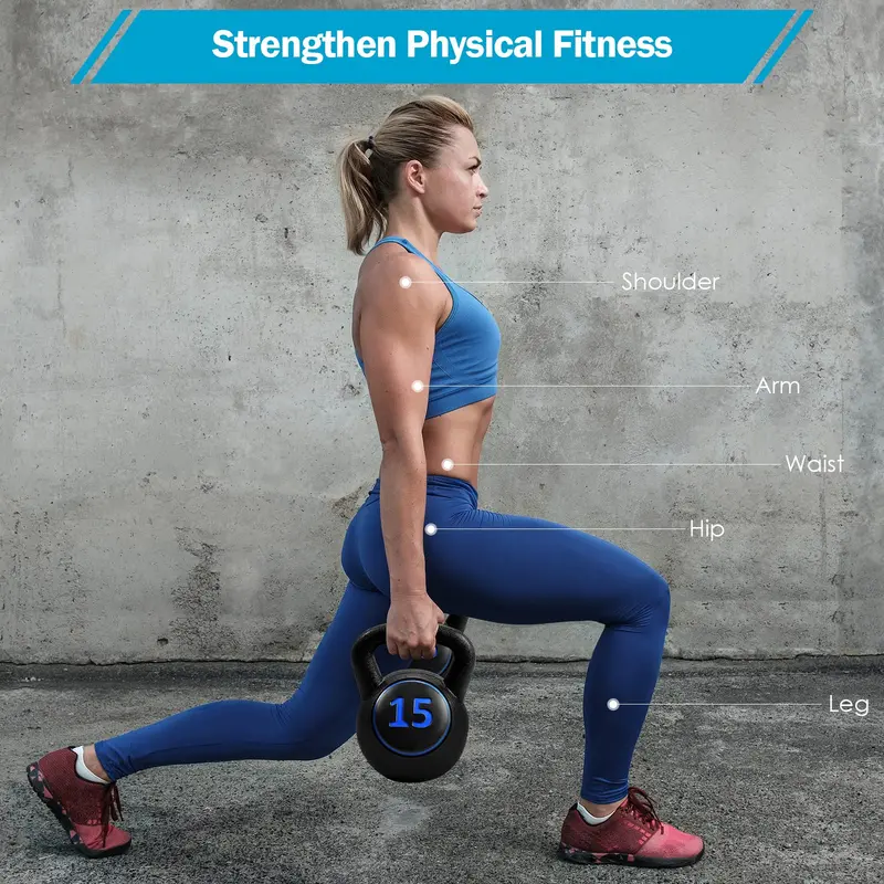 Three-Piece Kettlebell Set – HDPE-Coated Weights (5, 10, 15 lbs) for Home Fitness 2