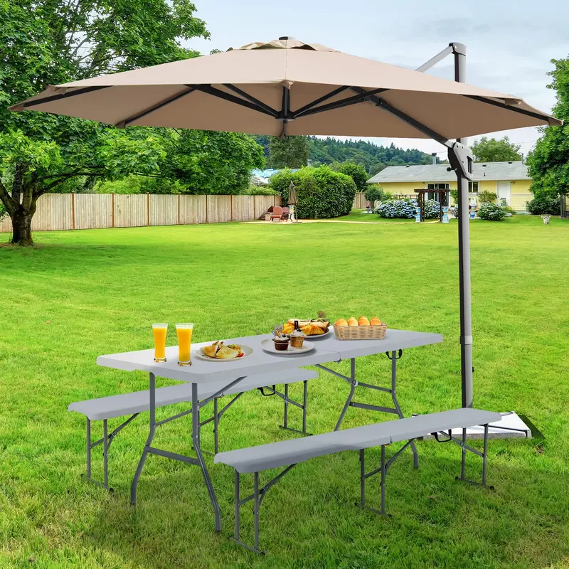 Three-Piece Portable Picnic Set – 6-Foot Weather-Resistant Folding Table & Benches 2