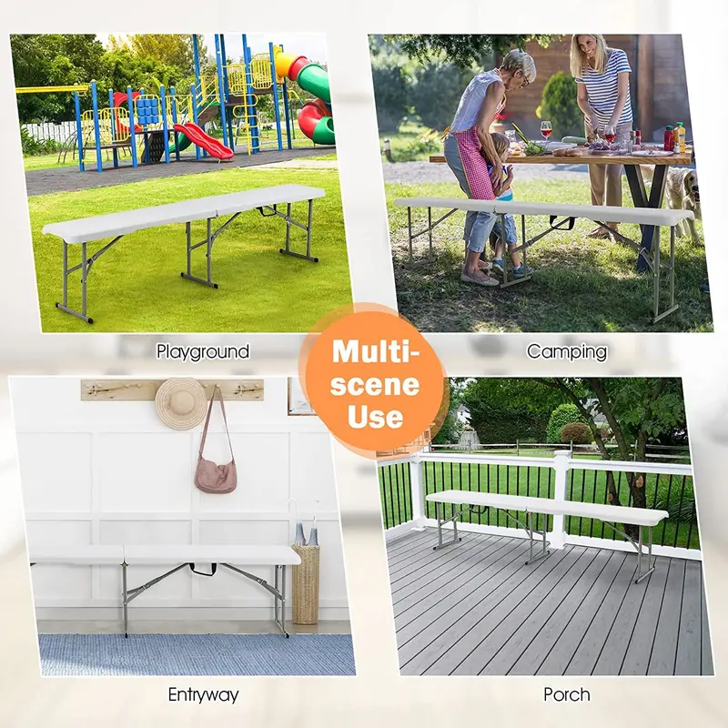 Three-Piece Portable Picnic Set – 6-Foot Weather-Resistant Folding Table & Benches