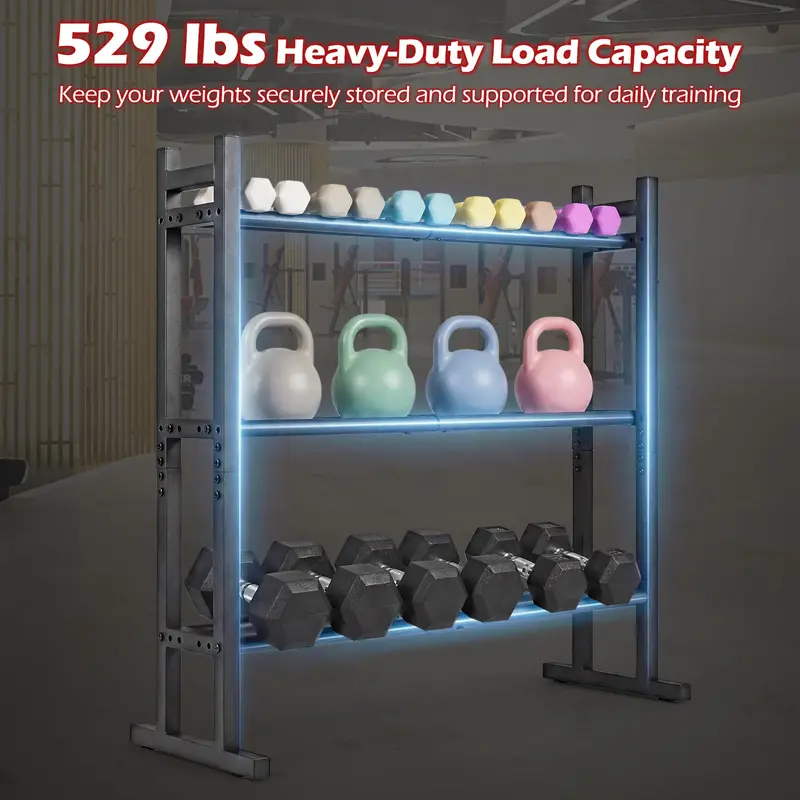 Three-Tier Adjustable Dumbbell Rack – 529-LB Weight Capacity 2