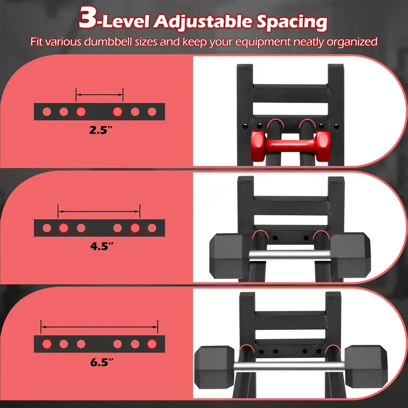 Three-Tier Adjustable Dumbbell Rack – 529-LB Weight Capacity