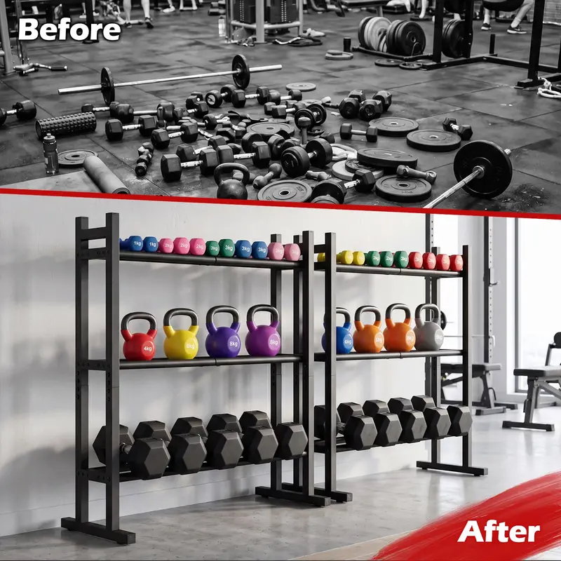 Three-Tier Adjustable Dumbbell Rack – 529-LB Weight Capacity