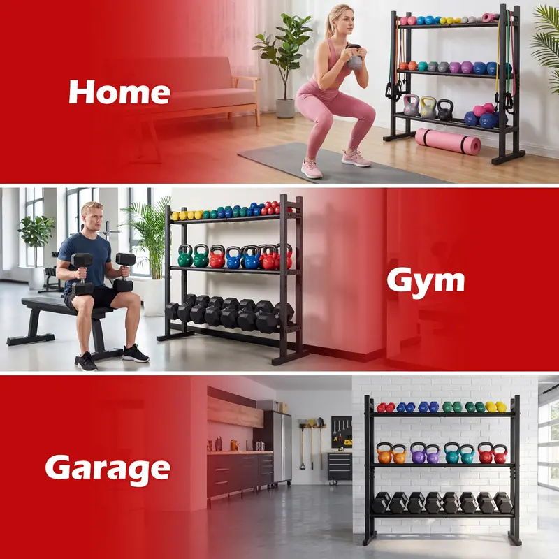 Three-Tier Adjustable Dumbbell Rack – 529-LB Weight Capacity