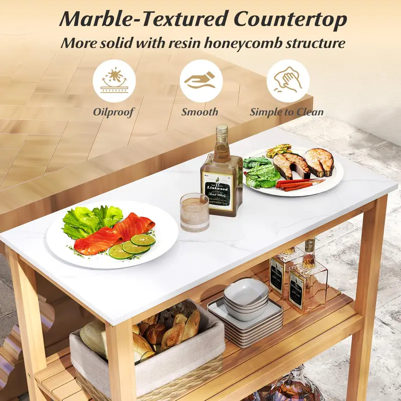 Three-Tier Wooden Patio Sideboard – 32" x 16" x 36" Outdoor Serving and Storage Unit