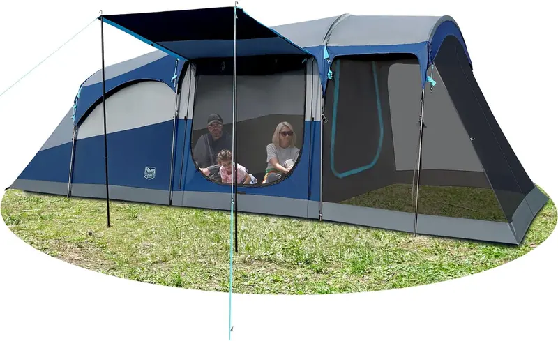 TIMBER RIDGE 8-Person Tunnel Tent with Screen Room – Waterproof, Weather-Resistant, Includes Rainfly & Carry Bag, Ideal for Outdoor Gatherings