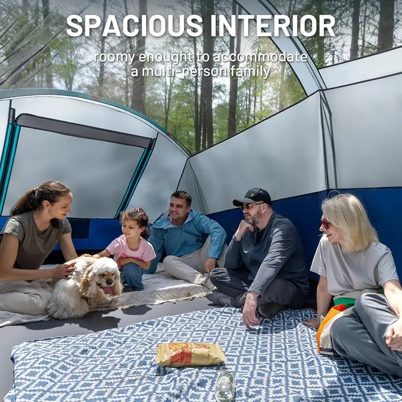 TIMBER RIDGE 8-Person Tunnel Tent with Screen Room – Waterproof, Weather-Resistant, Includes Rainfly & Carry Bag, Ideal for Outdoor Gatherings