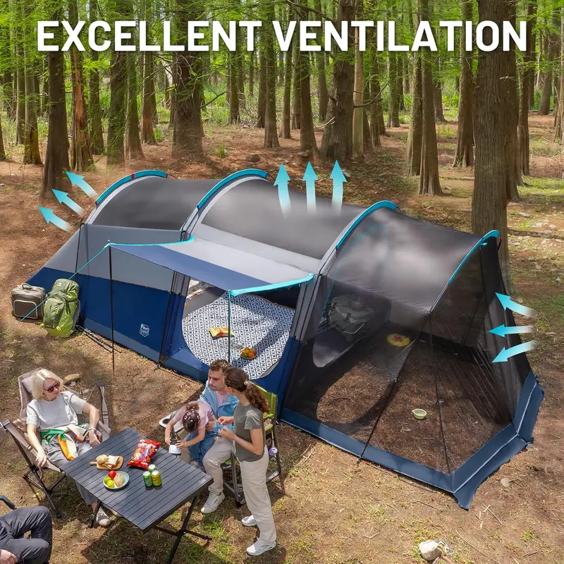 TIMBER RIDGE 8-Person Waterproof Tunnel Tent – Double-Layer Family Camping Shelter 2