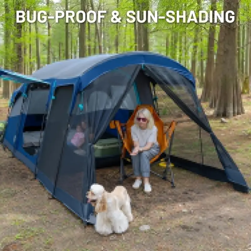 TIMBER RIDGE 8-Person Waterproof Tunnel Tent – Double-Layer Family Camping Shelter