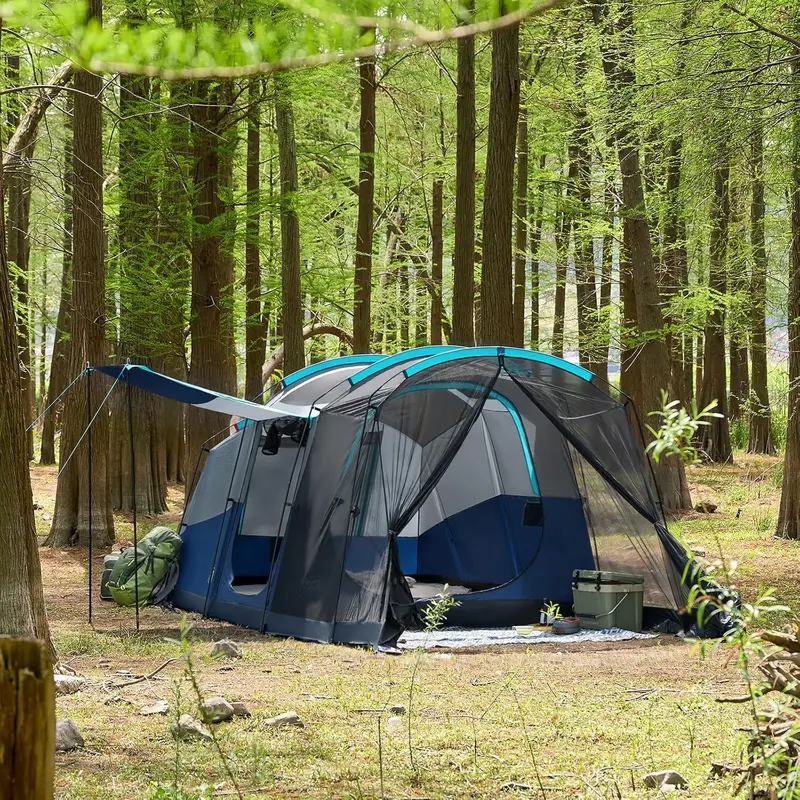 TIMBER RIDGE 8-Person Waterproof Tunnel Tent – Double-Layer Family Camping Shelter