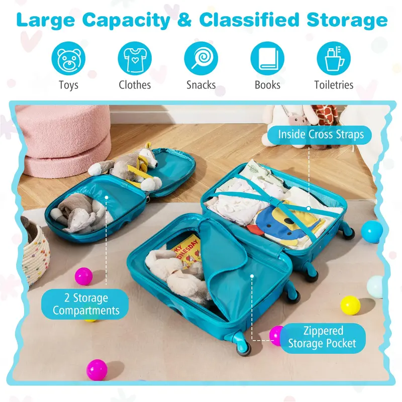 Toddler Travel Luggage Set – Navy 2-Piece Spinner Suitcase Bundle for Young Travelers