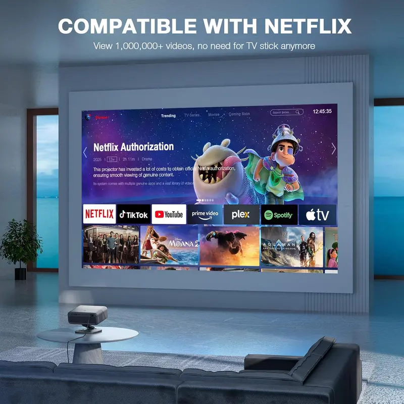 TOF-Powered 4K Smart Projector — 2500 ANSI, Real-Time Auto Focus, Official Streaming Apps 2