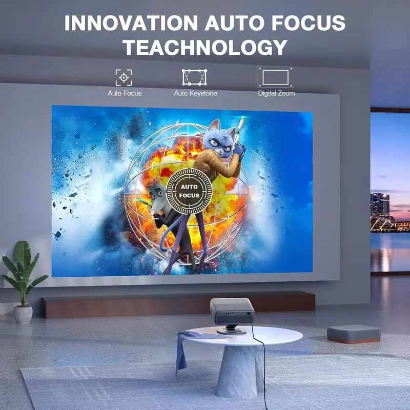 TOF-Powered 4K Smart Projector — 2500 ANSI, Real-Time Auto Focus, Official Streaming Apps